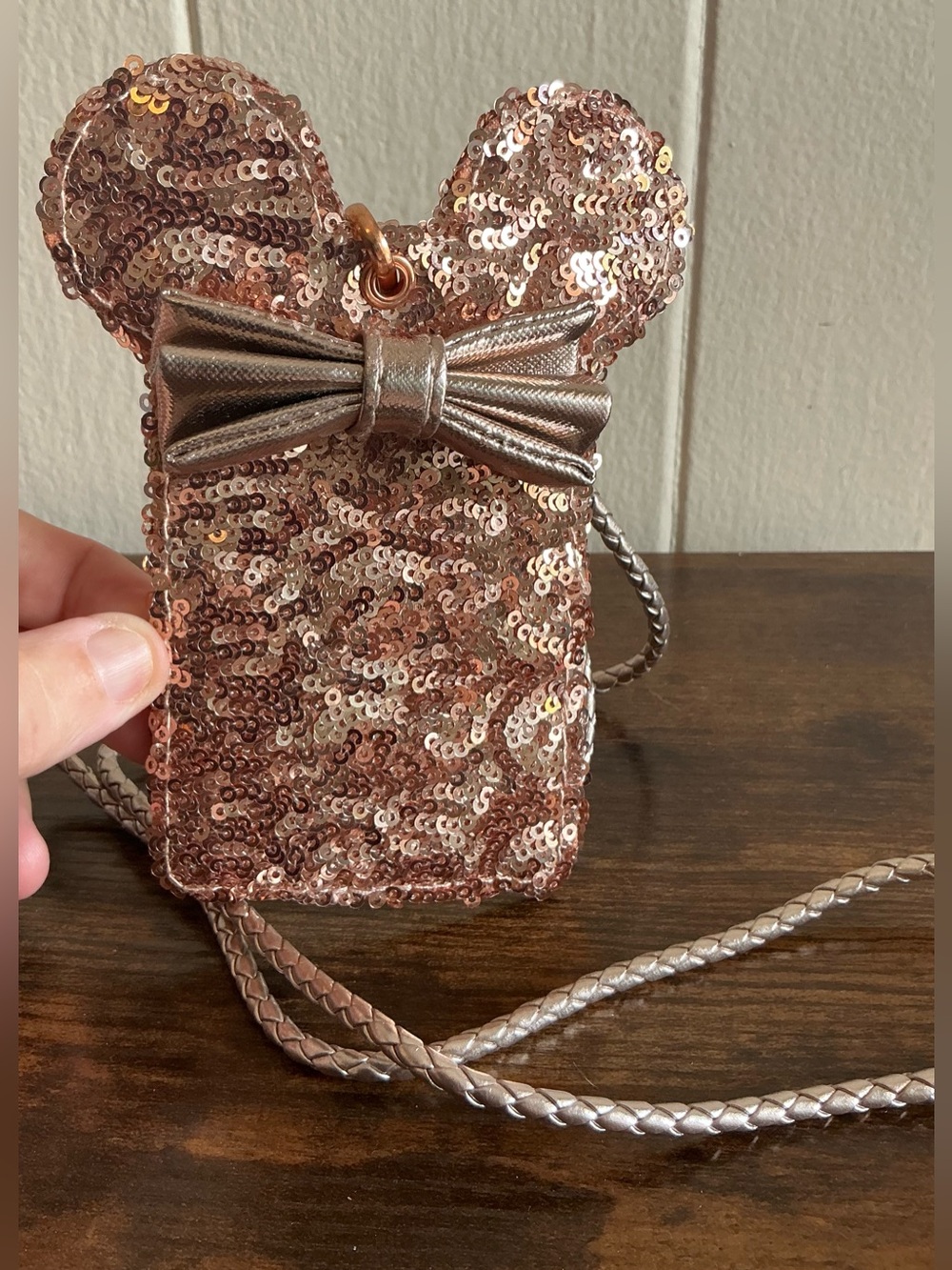 Out Of Stock Disney Parks x Loungefly Minnie Mouse Rose Gold Sequin Lanyard Card